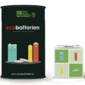 Barrels and cubes. For collecting batteries and accumulators.